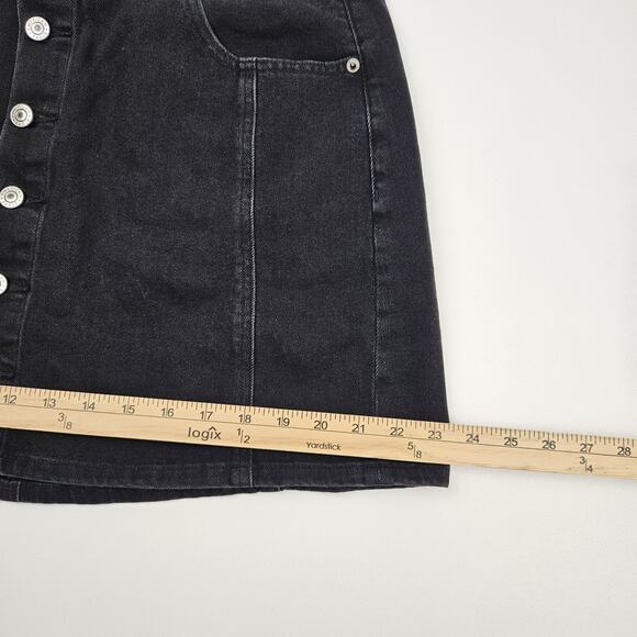 American Eagle Hi Rise A-Line Skirt Women's Size 14 Black Stretch Button Front - Picture 8 of 8